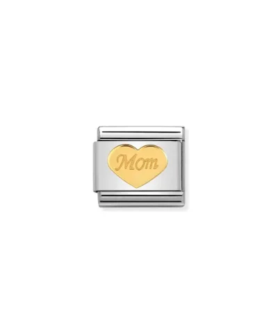 Charm, Composable Link, with Gold Mom Heart