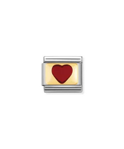 Charm, Composable Link, red Heart with Gold details