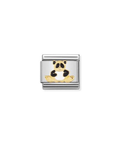 COMPOSABLE Classic EARTH ANIMALS in stainless steel with enamel and 18k gold Panda