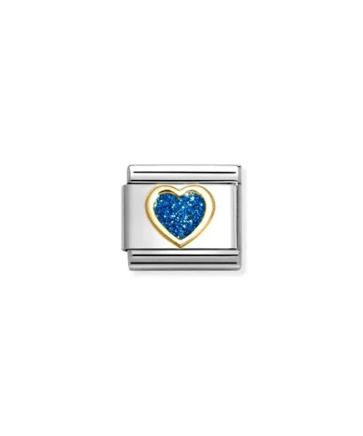 Charm, Composable Link, Heart, Blue Glitter