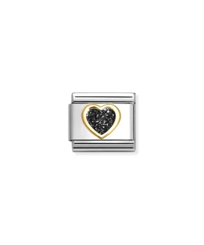 Charm, Composable Link, Heart, Black Glitter