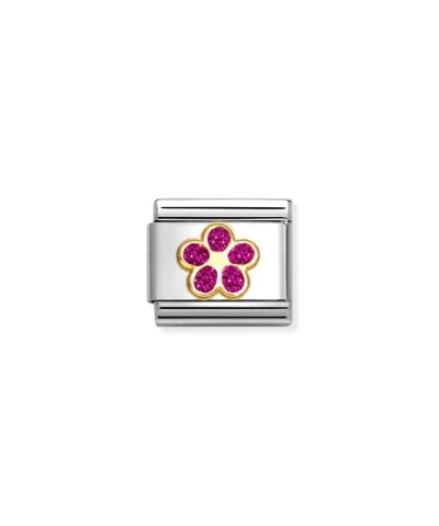 Charm, Composable Link, Flower, Fucsia Glitter