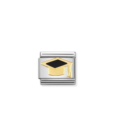 COMPOSABLE Classic BACK TO SCHOOL in stainless steel with enamel and 18k Black graduate hat