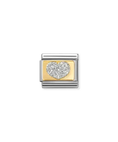 Charm, Composable Link, Heart Plate Glitter