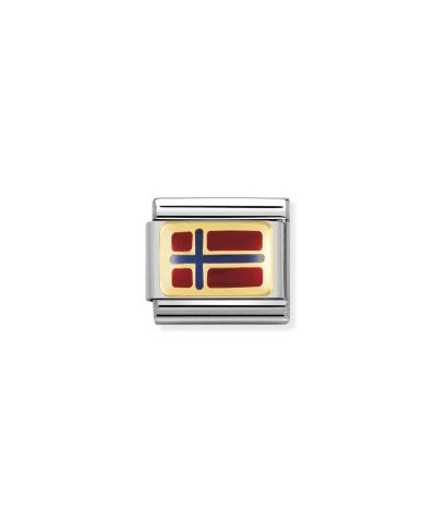 COMPOSABLE Classic EUROPE FLAG in stainless steel with enamel and 18k gold NORWAY