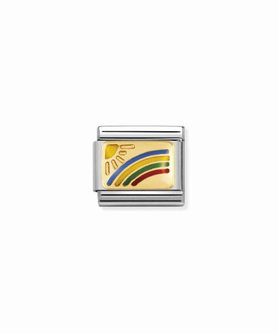 Composable Classic PLATES steel, enamel and 18k gold Rainbow