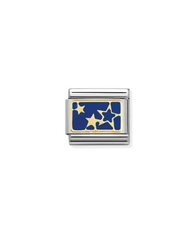 Charm, Composable Link, Gold Stars Blue Plate