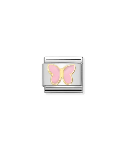 Charm, Composable Link, gold with Pink Butterfly
