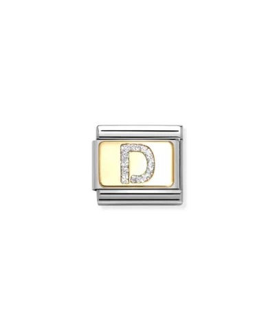 Charm, Composable Link, Letter D, Silver Glitter