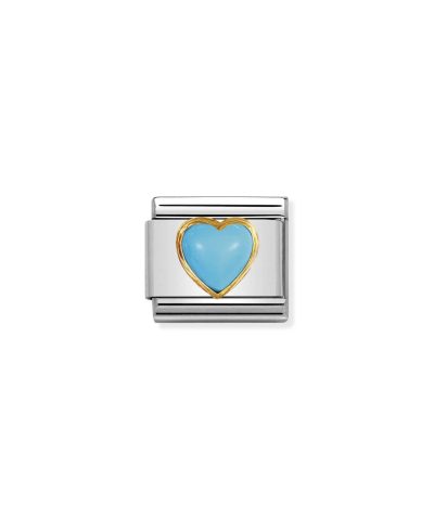 COMPOSABLE Classic STONES HEARTS in stainless steel with 18k gold TURQUOISE