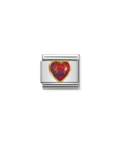 COMPOSABLE Classic STONES HEARTS in stainless steel with 18k gold RED OPAL