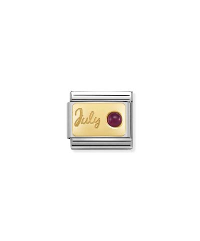 Composable Classic MONTH STONE in steel, stones and 18k gold July RUBY