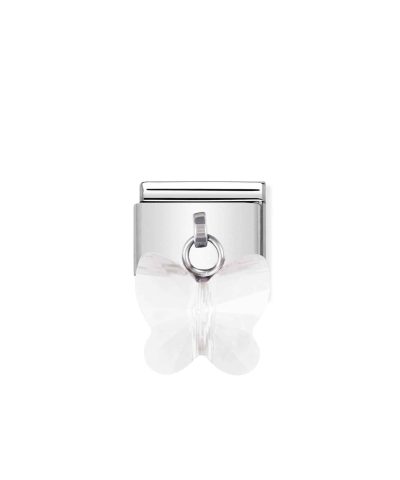 COMPOSABLE Classic links in stainless steel with CRYSTAL butterflies White
