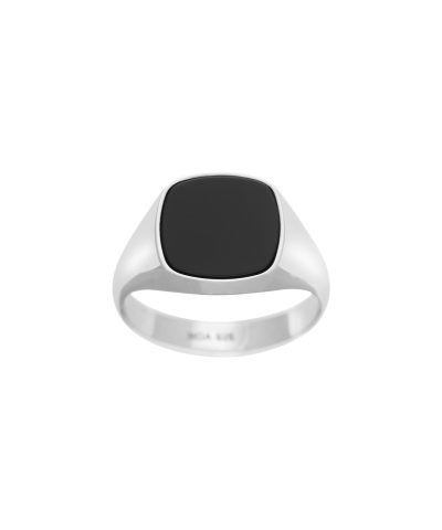 SON Rhod. sølvring med black onyx