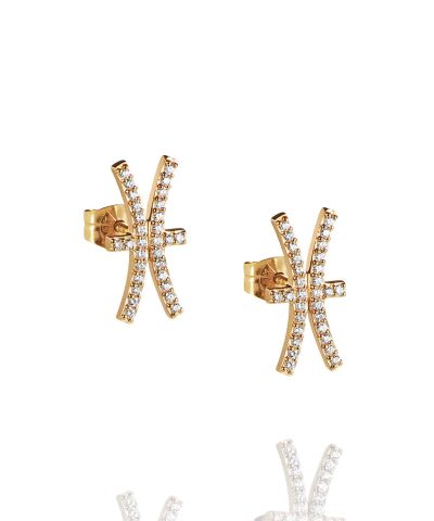 Produktbilde av Efva Attling Double trouble & stars ear laget av gult gull og diamanter.