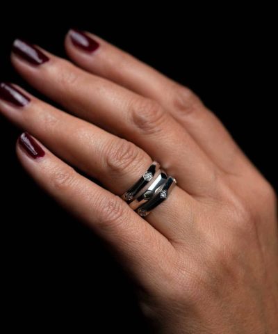 Alternative view of Fasettring i hvitt gul med diamant 0.06ct (TWSI)