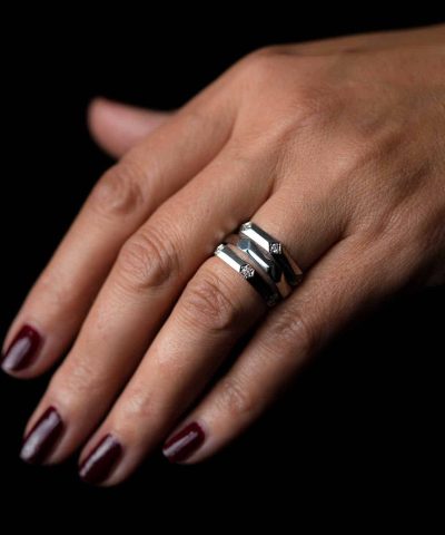 Alternative view of Fasettring i hvitt gul med diamant 0.12ct (TWSI)