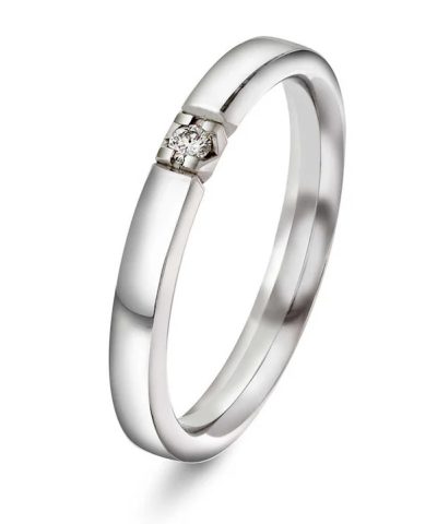 Beta alliansering i hvitt gull med diamant 0,03 ct TWSI
