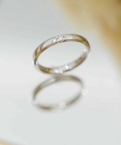 Alternative view of Beta alliansering i hvitt gull med diamant 0,03 ct TWSI