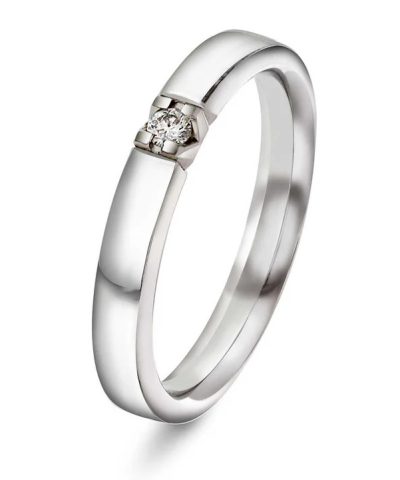 Beta alliansering i hvitt gull med diamant 0,05 ct TWSI