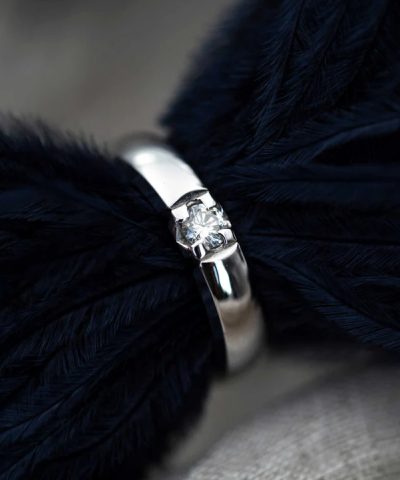 Alternative view of Beta alliansering i hvitt gull med diamant 0,15 ct TWSI