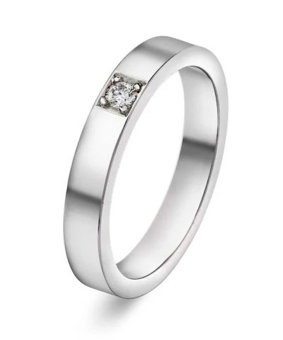 Delta alliansering i hvitt gull med diamant 0,05 ct TWSI