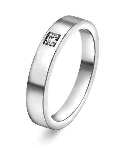 Delta alliansering i hvitt gull med diamant 0,07 ct TWSI