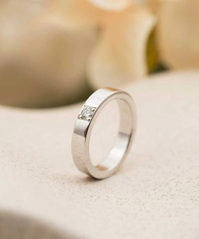 Alternative view of Delta alliansering i hvitt gull med diamant 0,10 ct TWSI