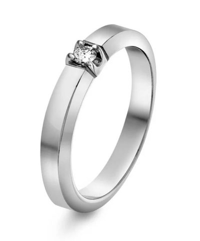 Sigma alliansering i hvitt gull med diamant 0,05 ct TWSI