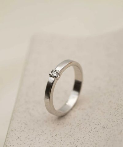 Alternative view of Sigma alliansering i hvitt gull med diamant 0,07 ct TWSI