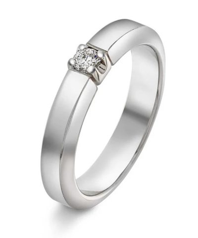 Sigma alliansering i hvitt gull med diamant 0,10 ct TWSI