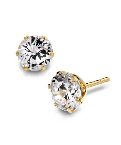 Pan Jewelry Øredobber i gull med zirkonia 5mm