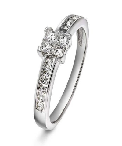 Ring i hvitt gull med diamant 0,33 ct WSI