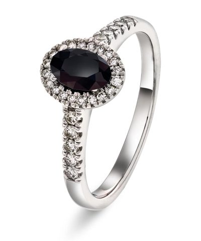 Ring i hvitt gull med spinell og diamant 0,25 ct WSI