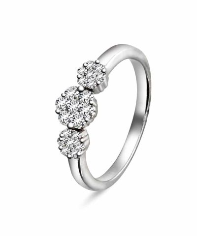 Christophersen Hvitt Gull Ring 3-roset 0,48 WSI 21 br