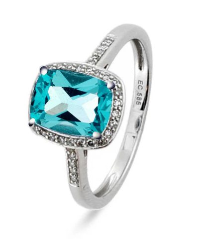 Ring i hvitt gull med diamant og topas 0,10 ct WSI