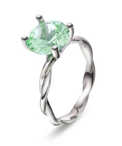 Ring i gull med syntetisk krysolitt