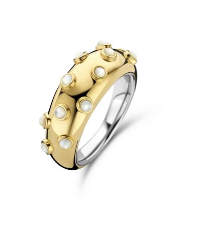 Ti Sento - Milano gold-plated silver domed ring 12251MW flaunts scattered mother of pearl