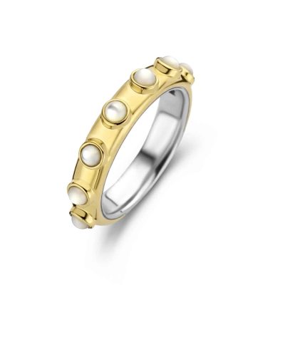 Ti Sento - Milano gold-plated silver ring 12252MW with mother of pearl