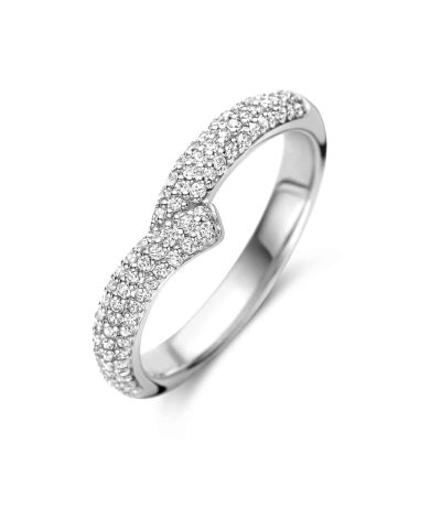 Ti Sento - Milano silver ripple shape ring with zirkonia 12265ZI