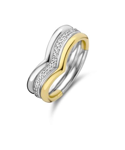 Ti Sento - Milano gold-plated silver ripple shape ring with zirkonia 12266ZY