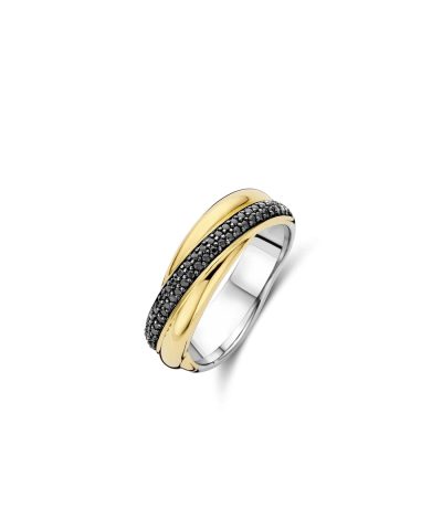 Ti Sento Black Zirconia Crossover Ring - S model