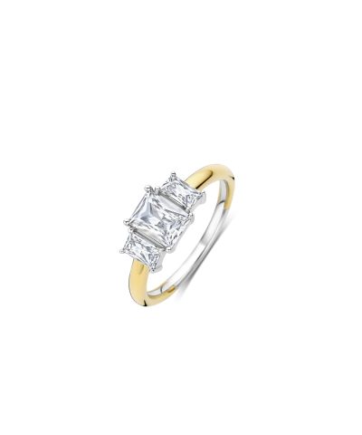 Ti Sento Rectangular Triple Zirconia Ring