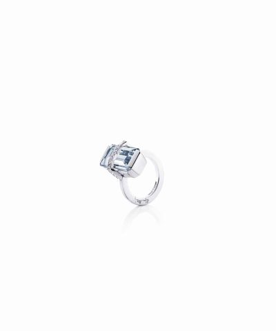 Efva Attling Bend over ring - aquamarine