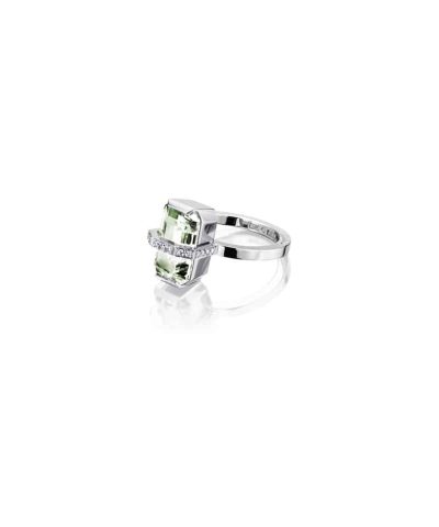 Alternative view of Efva Attling little bend over ring - green quartz