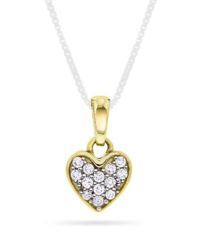 Anheng i gull med zirkonia hjerte