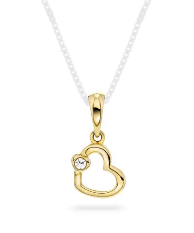 Smykke i gull med zirkonia hjerte