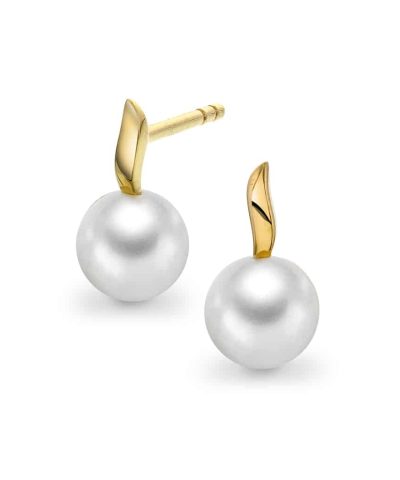 Øredobber i gull med ferskvannsperler