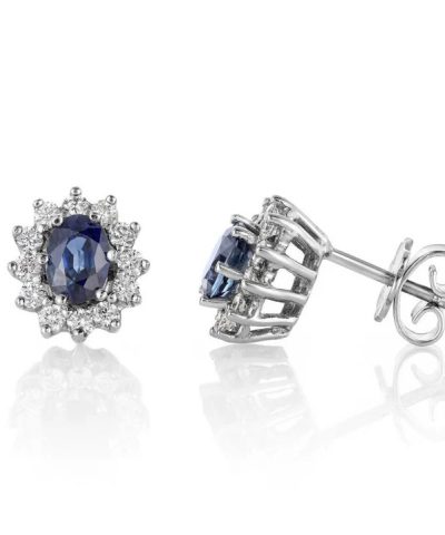 Øredobber i hvitt gull med diamant og safir 0,48 ct TWSI