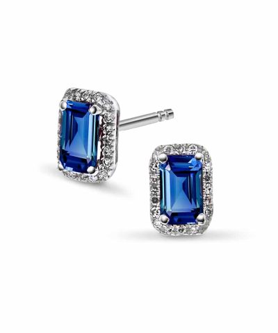 Øredobber i hvitt gull med diamant og safir 0,07 ct WSI